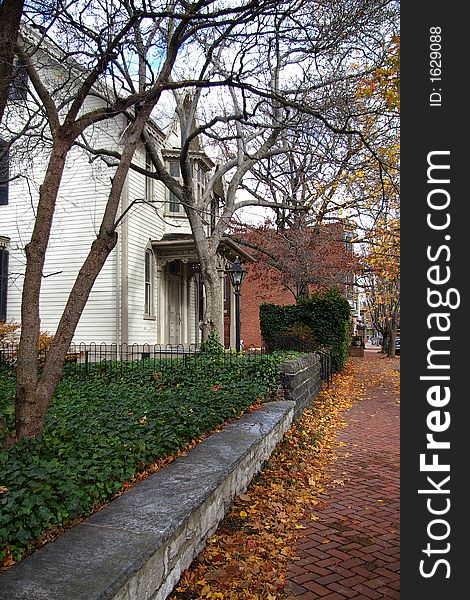 This is a typical scene found in many cities across America found during the time when the leaves have fallen from the trees and the first snowfall occurs. This is a typical scene found in many cities across America found during the time when the leaves have fallen from the trees and the first snowfall occurs