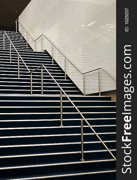 A black and white staircase in a modern contemporary building. A black and white staircase in a modern contemporary building