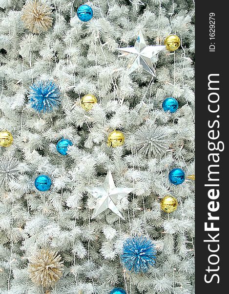 Close up of a white and blue christmas decoration. Close up of a white and blue christmas decoration