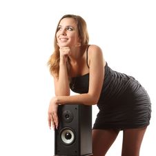A Girl And A Speaker Stock Photos A Girl And A Speaker Stock Photos