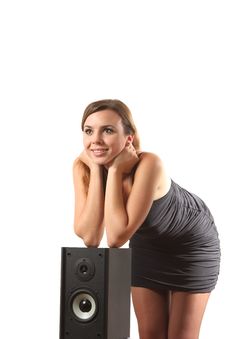 A Girl And A Speaker Stock Images A Girl And A Speaker Stock Images