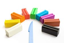 Multicolored Plasticine With Plastic Knife Royalty Free Stock Photos Multicolored Plasticine With Plastic Knife Royalty Free Stock Photos