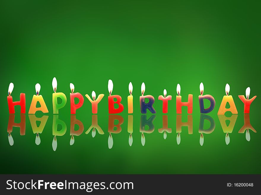 Colorful Happy Birthday candles isolated