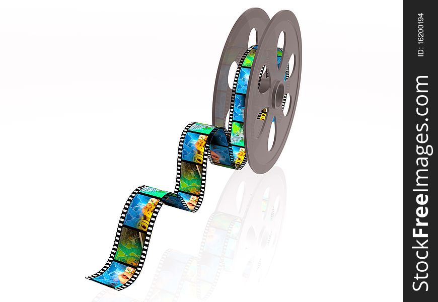 3d film rolls and reel with colour pictures (communication). 3d film rolls and reel with colour pictures (communication).