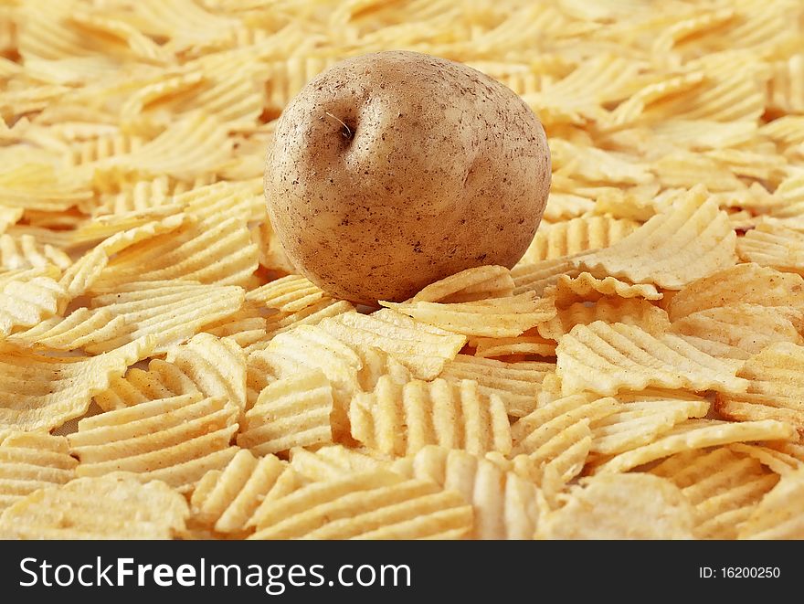 Potato close up on the potato chips pattern