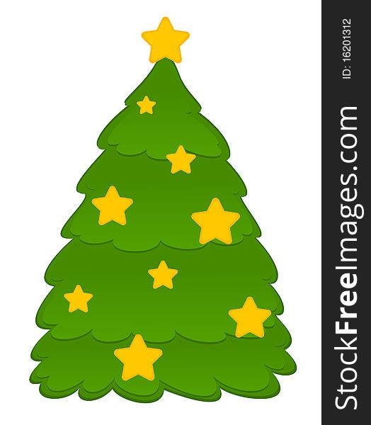 Cartoon funny fir-trees on a white background for a design