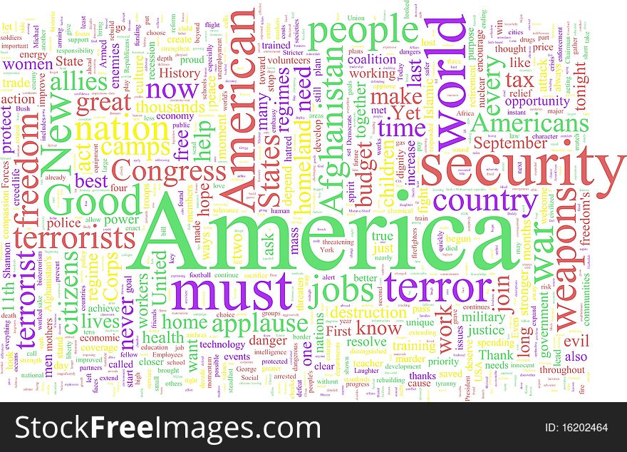 Word Cloud based on George W. Bush's speeches. Word Cloud based on George W. Bush's speeches