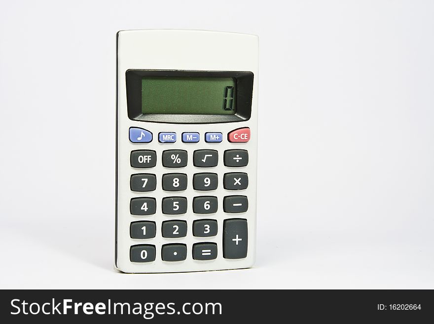 Calculator is electronic.It on white background.