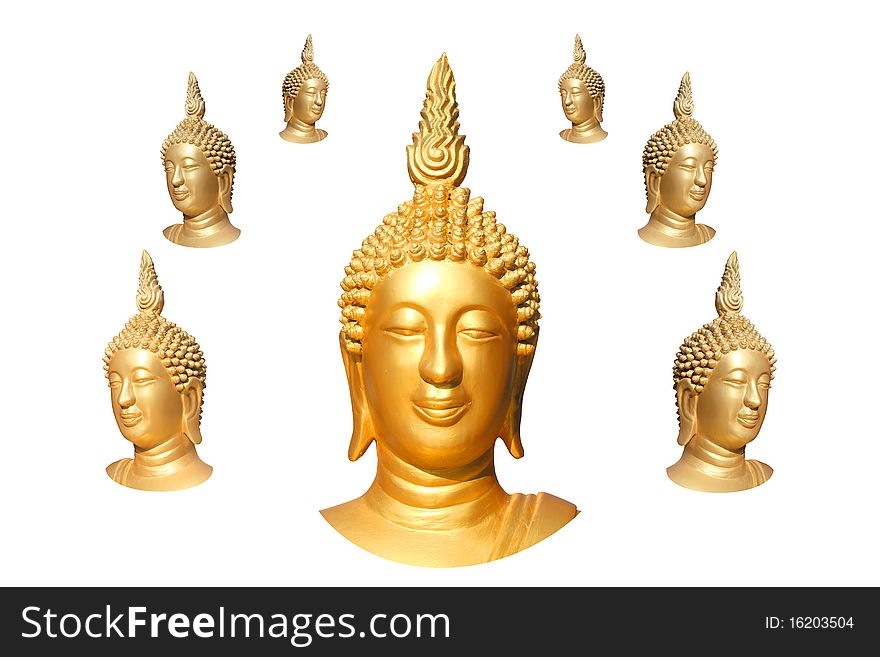 Seven Golden Buddha Head created in high resolution on white isolated the size is about 6000X4000 pixels. Seven Golden Buddha Head created in high resolution on white isolated the size is about 6000X4000 pixels.