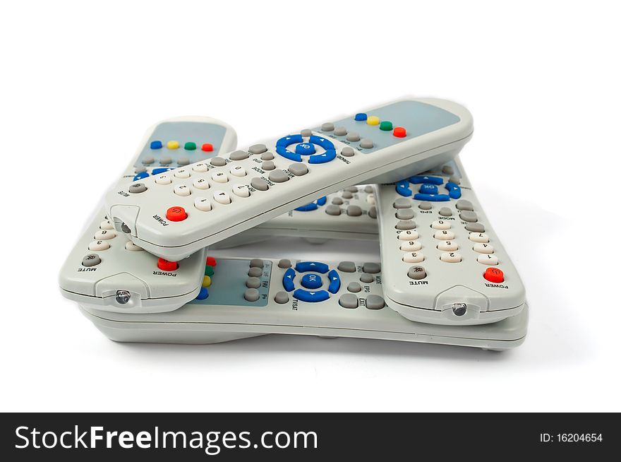 TV remote on a white background