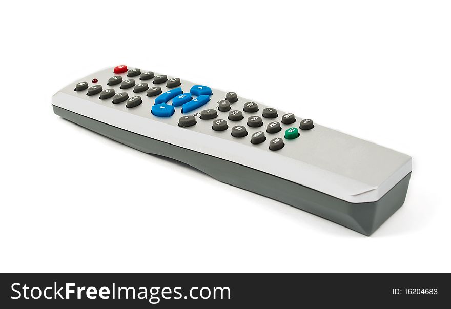 TV remote on a white background