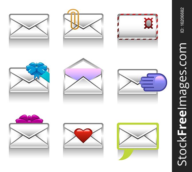 Set of mail icons illustration vector