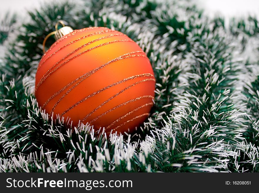 Christmas Ball on green garland