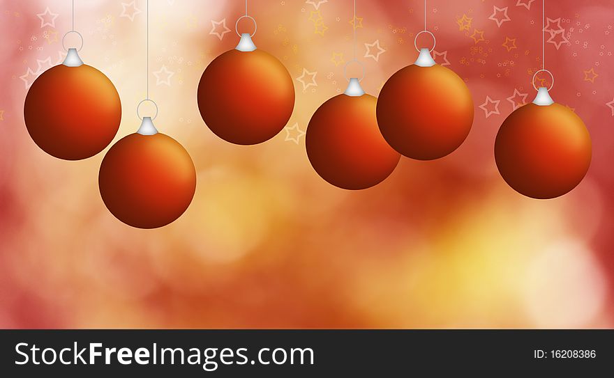 Xmas balls on abstract background with stars. Xmas balls on abstract background with stars
