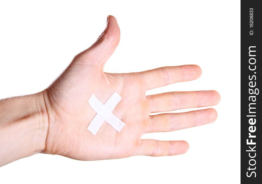 Hand With Plaster On Palm