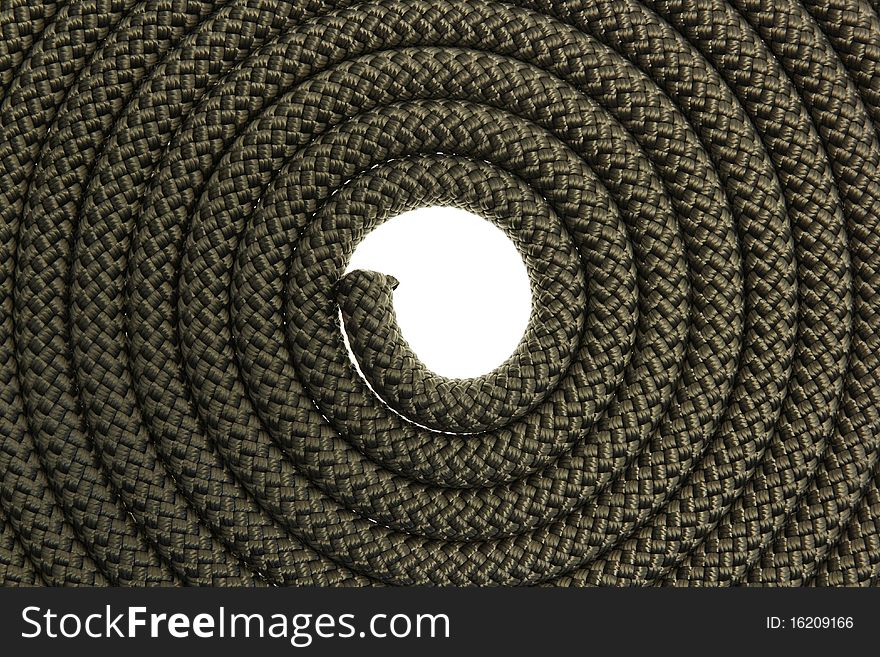 Closeup of spiral rope. Isolated on white background