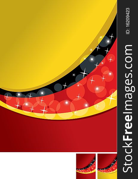 A german flag background with transparent spheres and shines. A german flag background with transparent spheres and shines