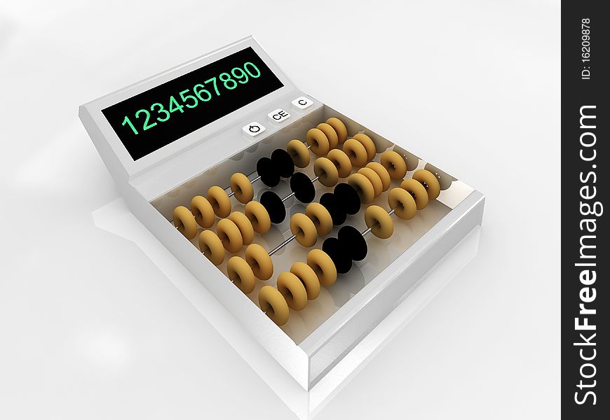 Calculator-abacus with buttons isolated on white background. Calculator-abacus with buttons isolated on white background