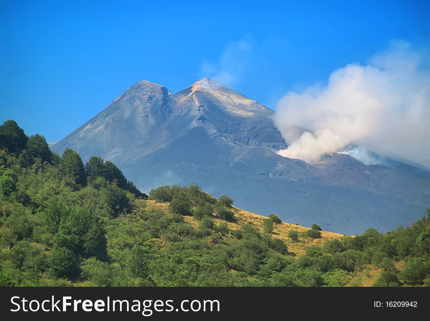 Photo of view volcano Etna. Photo of view volcano Etna