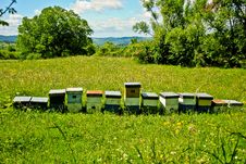 Beehives In The Fields Royalty Free Stock Photo Beehives In The Fields Royalty Free Stock Photo