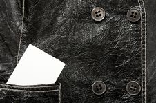 Blank Card In A Pocket Of Leather Jacket Royalty Free Stock Photo Blank Card In A Pocket Of Leather Jacket Royalty Free Stock Photo