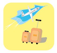 The Plane And Road Bags Suitcases Royalty Free Stock Images