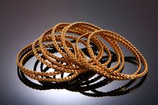 Gold Bracelets Isolated On Black Royalty Free Stock Photography Gold Bracelets Isolated On Black Royalty Free Stock Photography