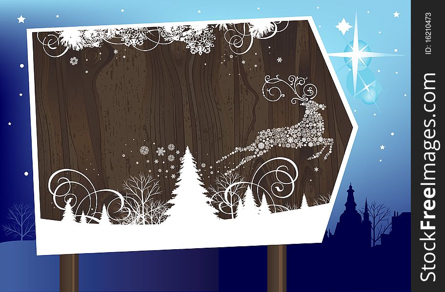 Christmas Signboard. All elements and textures are individual objects. Vector illustration scale to any size. Christmas Signboard. All elements and textures are individual objects. Vector illustration scale to any size.