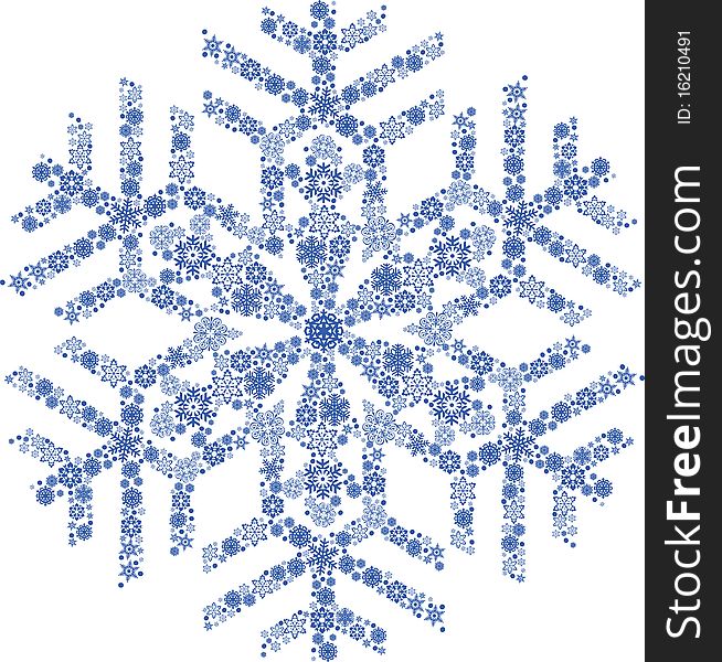 Snowflakes.  All elements and textures are individual objects. Vector illustration scale to any size.