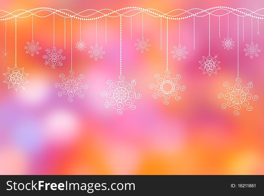 Holiday ornament on the lilac-pink background