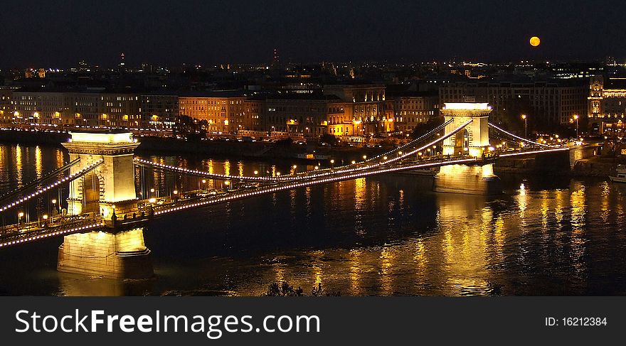 Moonrise On Chain Bridge