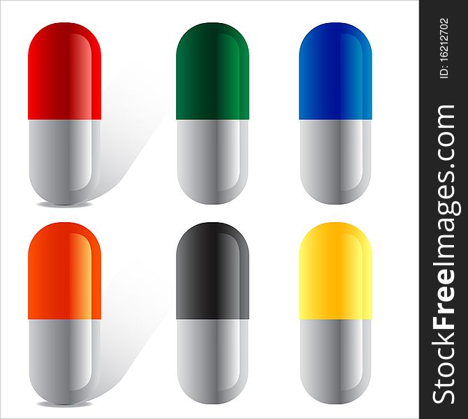 Colorful pills isolated on white vector. Colorful pills isolated on white vector