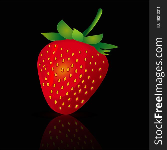 Falling strawberries. Isolated on a black background