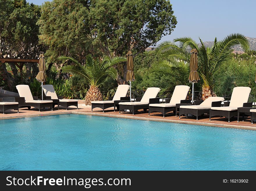 Swimming pool on Crete, small paradise island of Greece