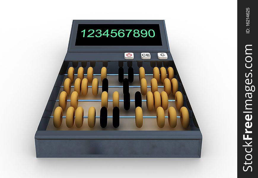 Calculator-abacus Isolated On White Background