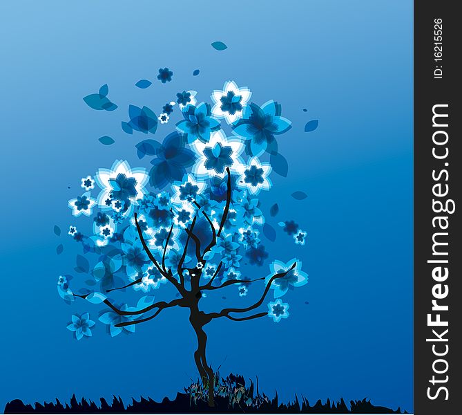 Illustration of blue magic tree. Illustration of blue magic tree