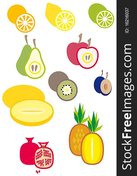 The image of juicy fruit. A vector illustration