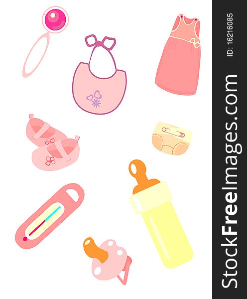 The image of child accessories. vector illustration. The image of child accessories. vector illustration