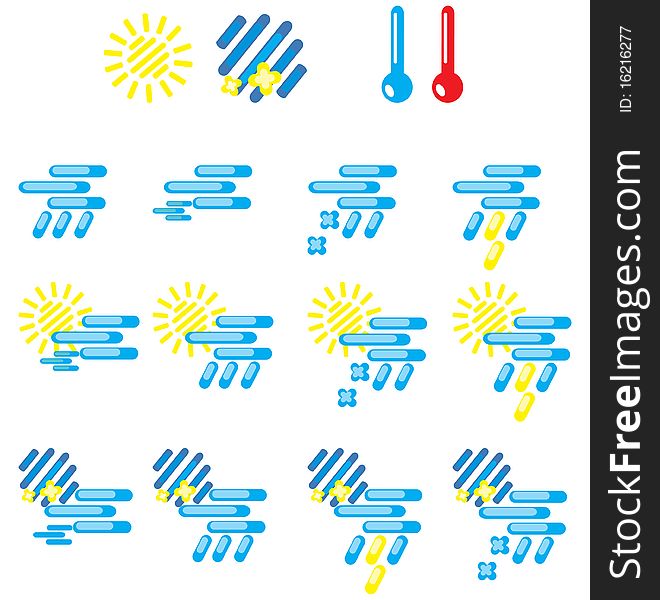 The image of symbols of weather. A vector illustration. The image of symbols of weather. A vector illustration