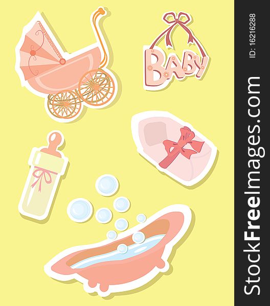The image of children's accessories. A vector illustration. The image of children's accessories. A vector illustration