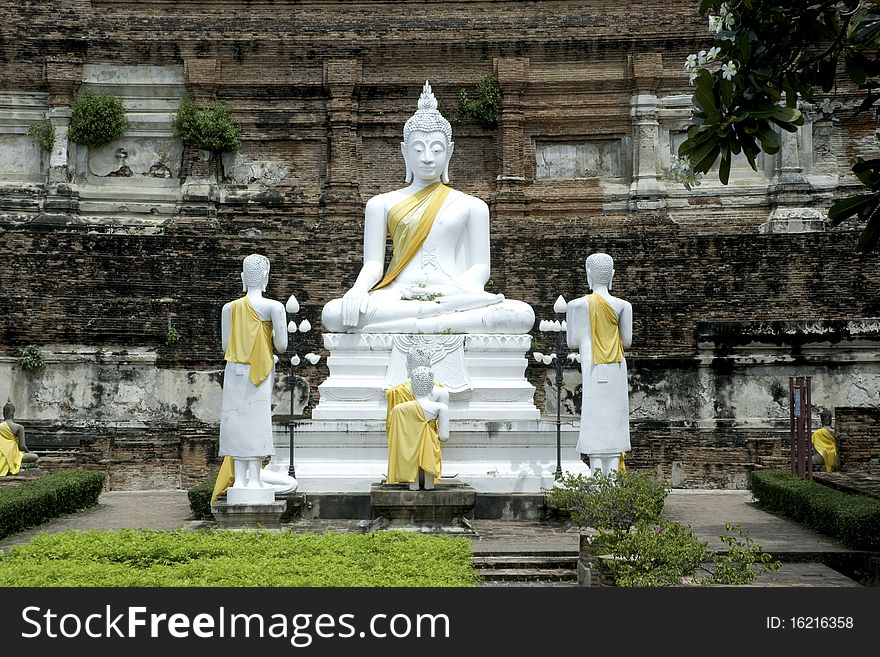 Old White Buddha in Wat Yai chai Mong kol , Ayutthaya , Thailand. Old White Buddha in Wat Yai chai Mong kol , Ayutthaya , Thailand.