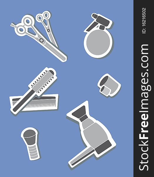 The image of  hairdressing accessories. vector illustration. The image of  hairdressing accessories. vector illustration