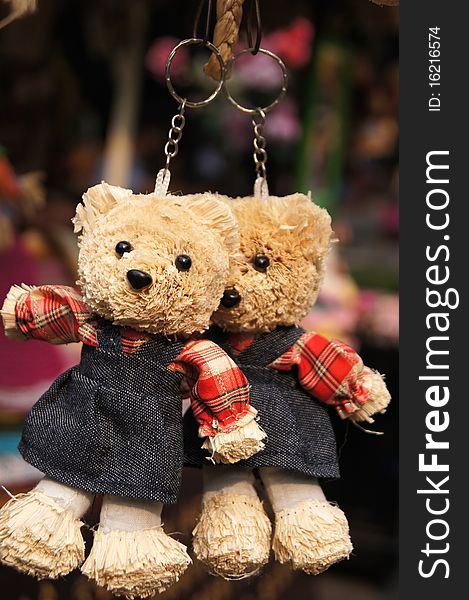 Key Chain of toy teddy bear in a store