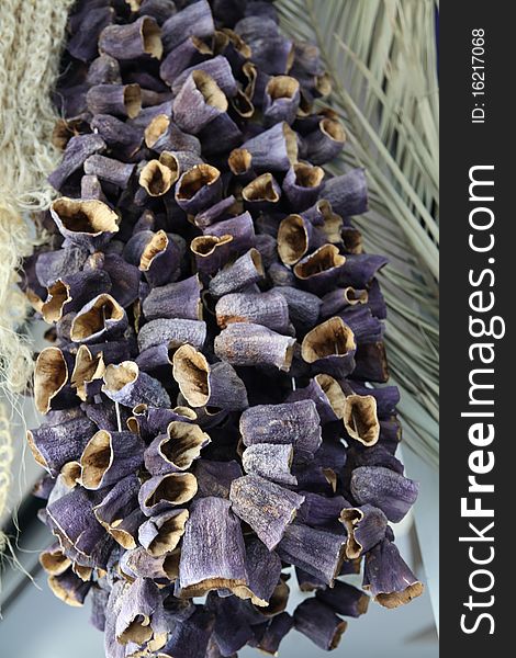 A view of dried eggplant in the herbalist.