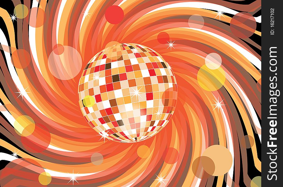 Disco ball with abstract background.