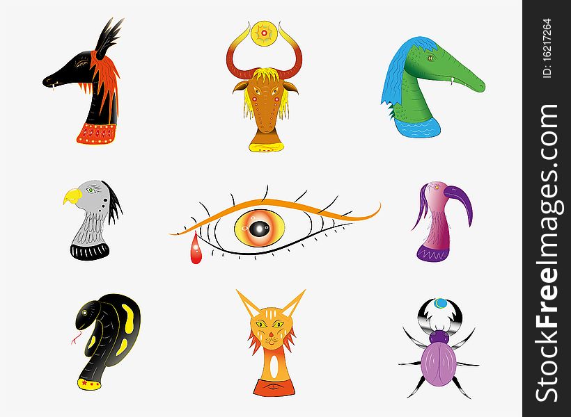 Various animals of Egypt. Illustration.Vector.