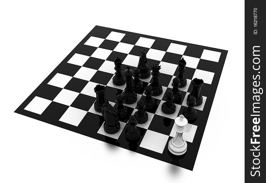 Illustration of figures for game in chess on a board