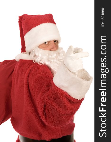 Santa claus is looking and pointing at you. Santa claus is looking and pointing at you