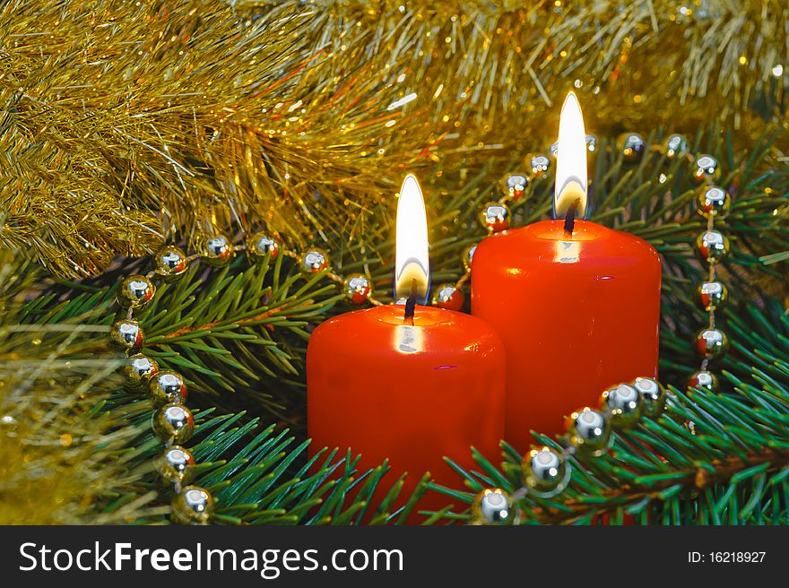 Christmas decoration with red candle lights