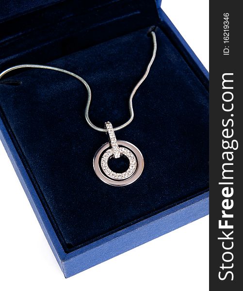 Luxury necklace in box with white background